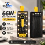 20000mAh Power Bank 66W PD Fast Charging with 4-in-1 Built-in Cable & LED Display