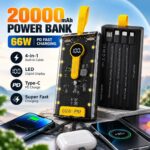 20000mAh Power Bank 66W PD Fast Charging with 4-in-1 Built-in Cable & LED Display - Image 2